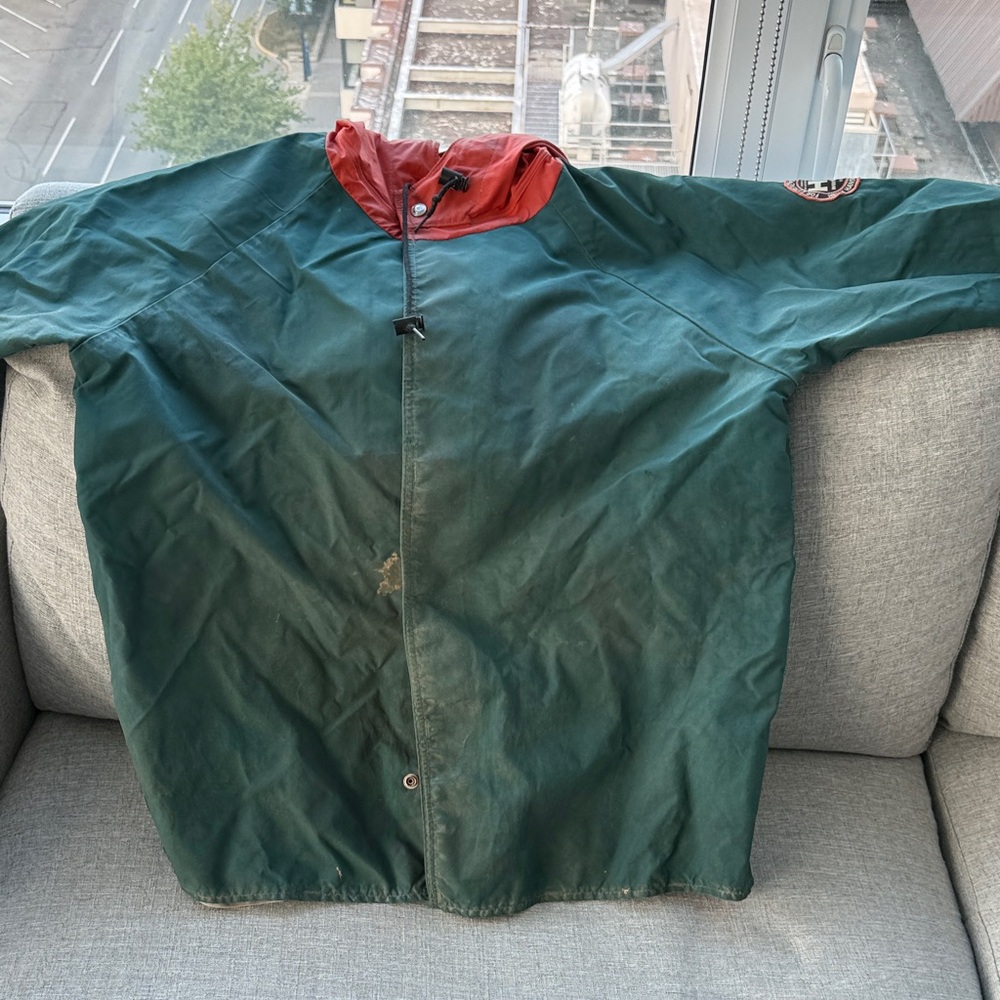 Helly Hansen Green and Red Raincoat